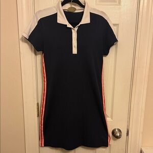 Tory Burch, Tory Soirt Navy Dress with White and Red Stripes